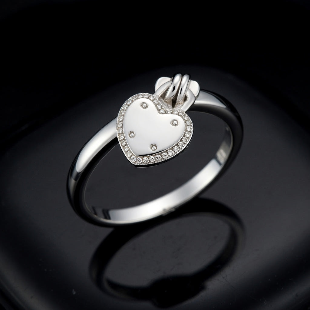 Bague Cœur Couronné Argentée