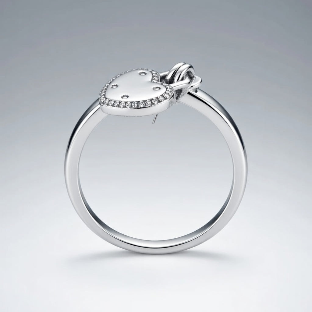 Bague Cœur Couronné Argentée