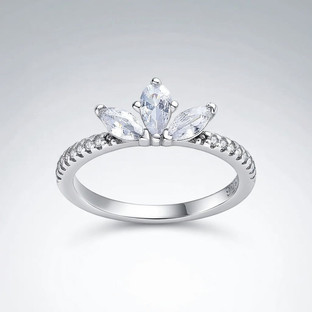 Bague Feuilles Marquise 925 Argentée